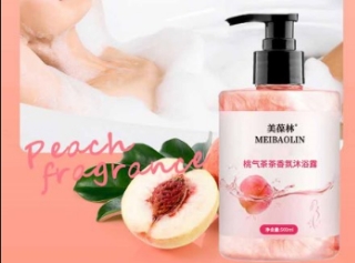 美葆林桃气茶茶香氛沐浴露：泡沫绵密，一冲即净的洗护新体验